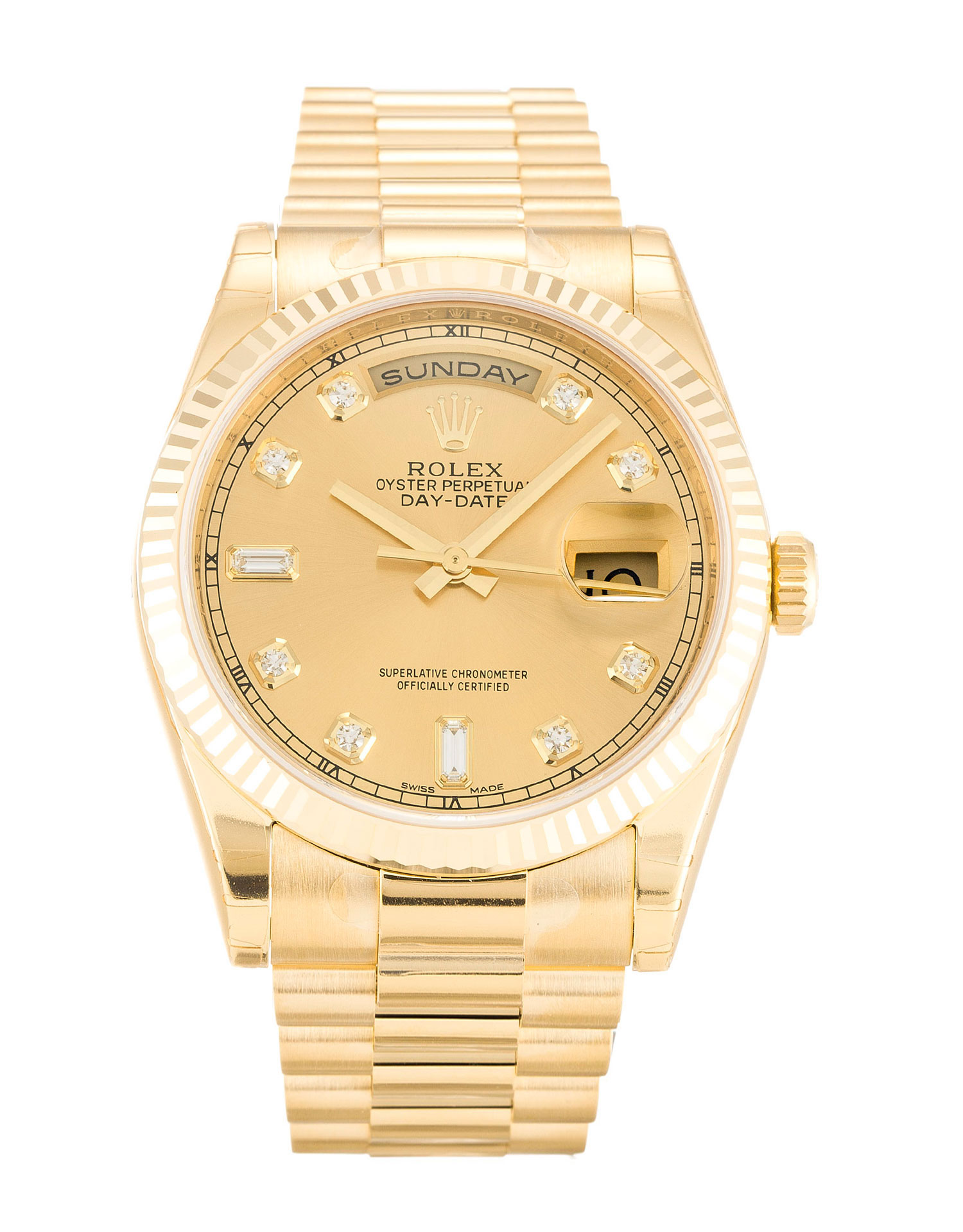 118238 Rolex Day-Date Mens Automatic Champagne Dial With Diamonds